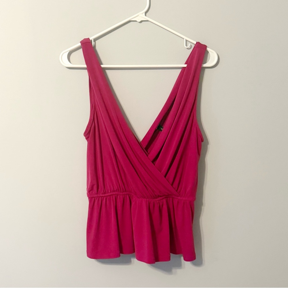 Express Fuschia Pink Flowy Peplum Top